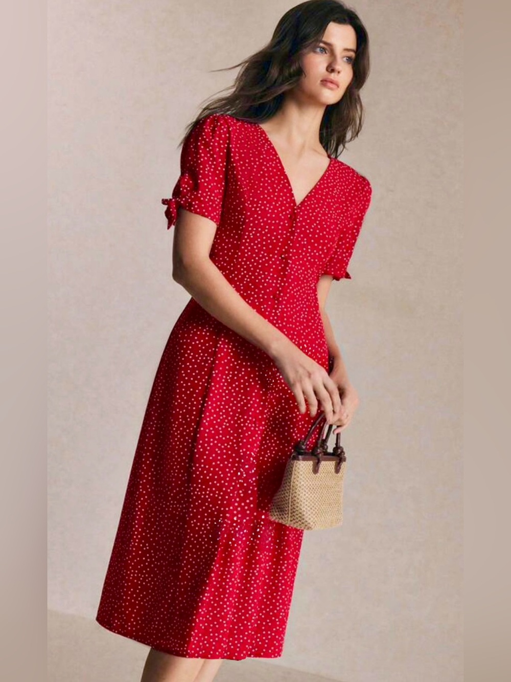 The Classic Red Polka Dot Midi Dress
